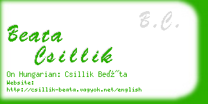 beata csillik business card